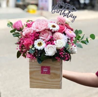 Lẵng hoa sáp thơm để bàn HappyDay