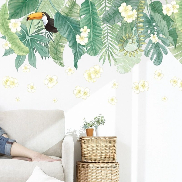 Decal dán tướng giàn lá xanh và chim tucan