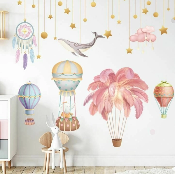 Decal dán tường khinh khí cầu sắc màu 3