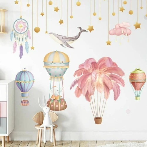 Decal dán tường khinh khí cầu sắc màu