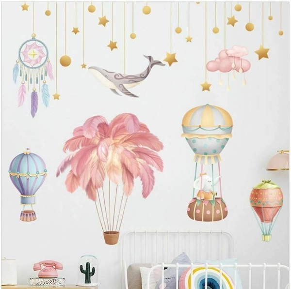 Decal dán tường khinh khí cầu sắc màu 3