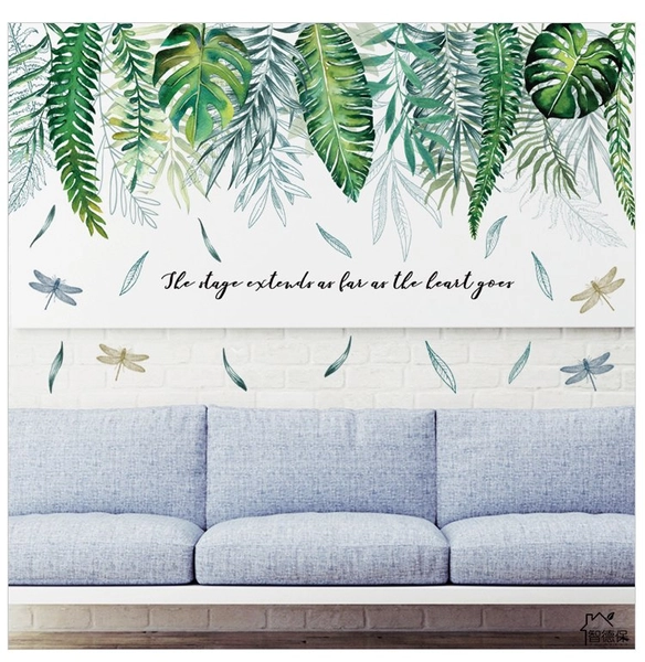 Decal dán tường giàn lá xanh treo tường 2