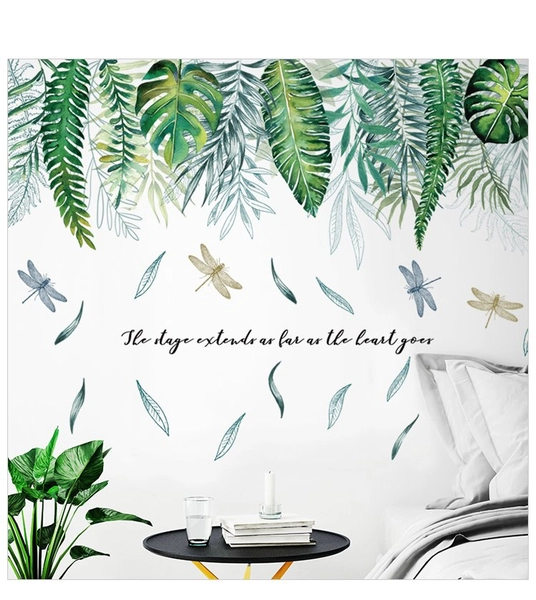 Decal dán tường giàn lá xanh treo tường 2