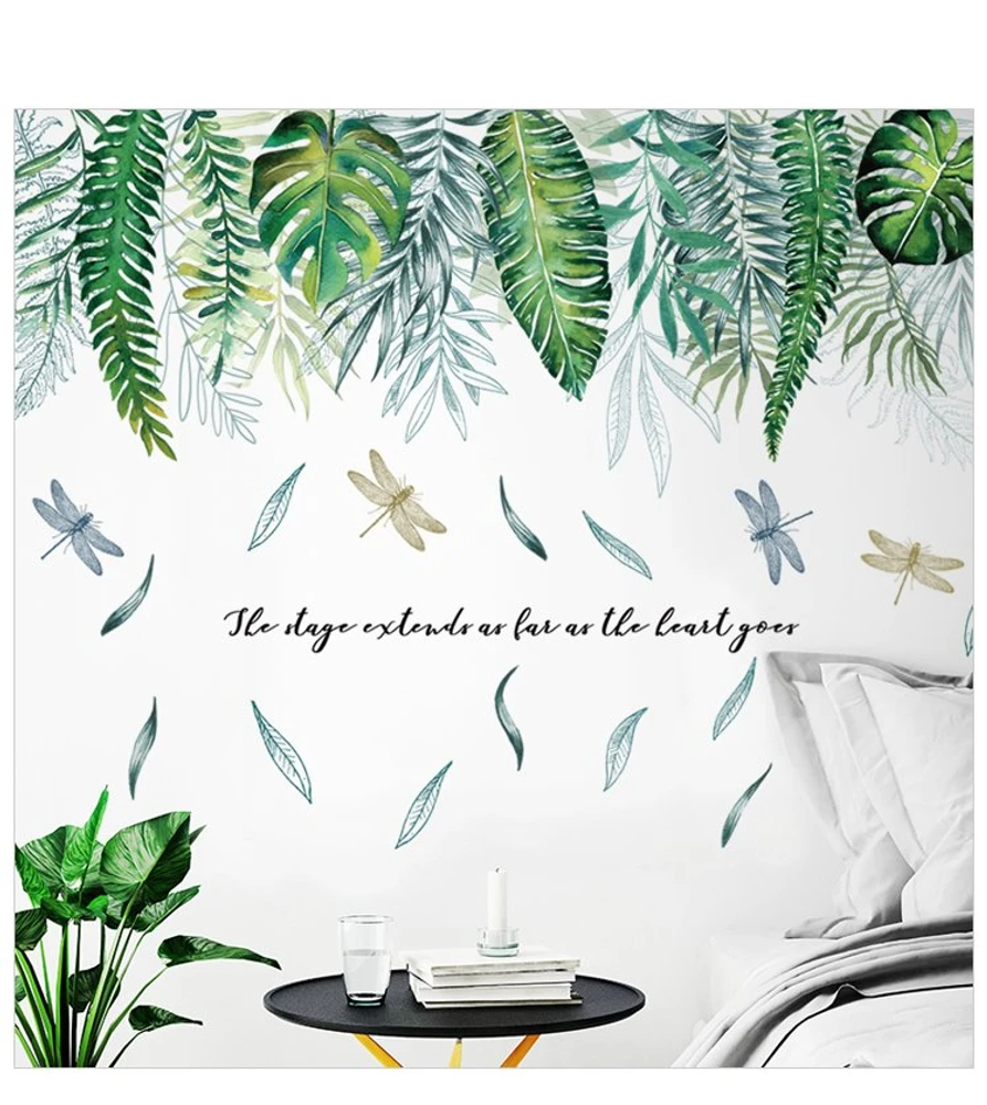 Decal dán tường lá xanh treo tường 2