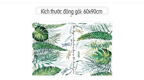 Decal dán tường lá xanh treo tường 2