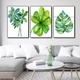 Tranh Treo Tường Bộ 3 Tấm Lá Xanh Nhiệt Đới Tươi Mát
