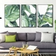 Tranh Treo Tường Bộ 3 Tấm Lá Xanh Nhiệt Đới Tươi Mát
