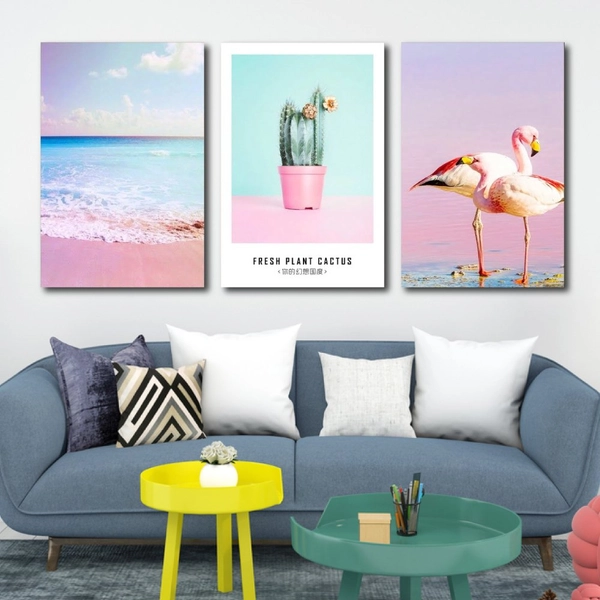 Tranh treo tường hồng hạc và xương rồng (KE-017)