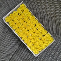 Hộp 50 Đầu Hoa Hồng Sáp Thơm 3 lớp Màu Vàng