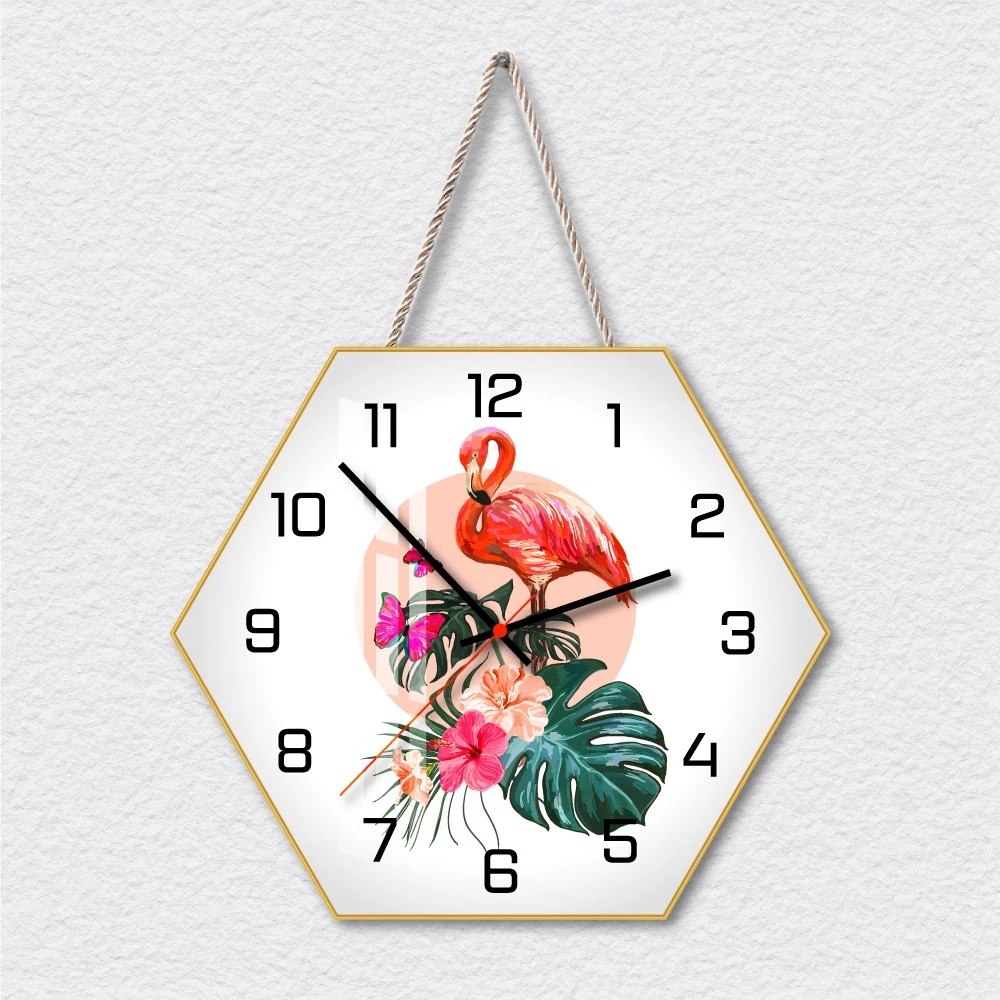 Tranh Đồng Hồ Hồng Hạc Và Hoa