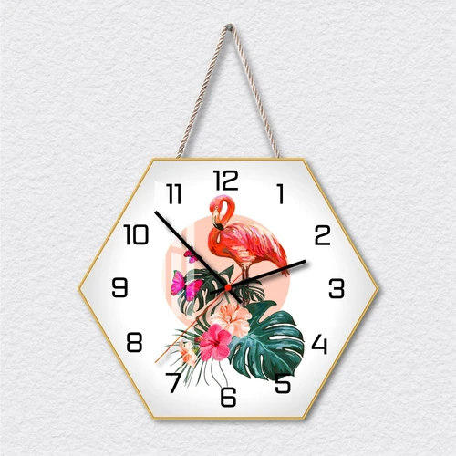 Tranh Đồng Hồ Hồng Hạc Và Hoa