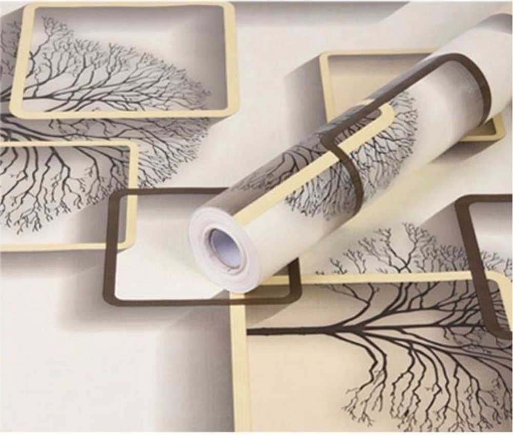 Giấy Dán Tường Cây Ô Vuông Màu Nâu Cuộn 0,45x10m