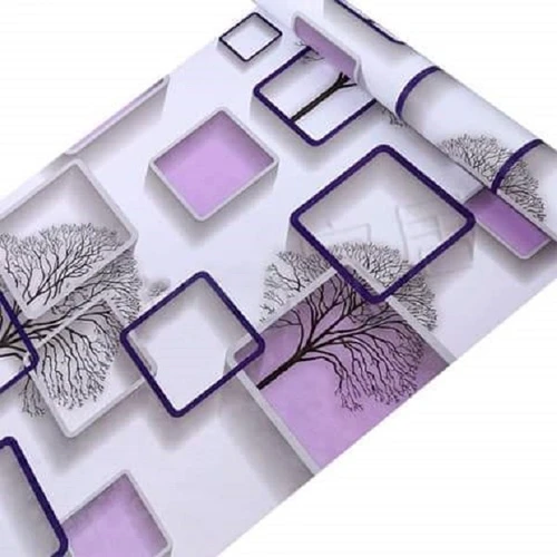 Giấy Dán Tường Cây Ô Vuông Màu Tím Cuộn 0,45x10m