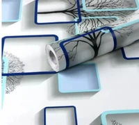 10m Giấy Dán Tường Cây Ô Vuông Màu Xanh Dương