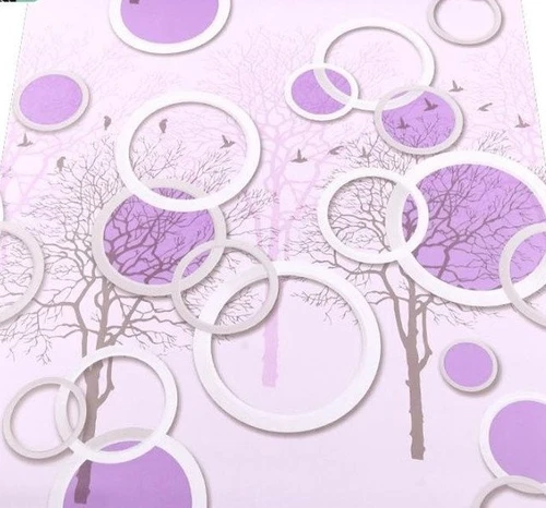 Giấy Dán Tường Họa Tiết Ô Tròn Tím Cuộn 0,45x10m