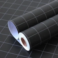 10m Giấy Dán Tường Sọc Ô Vuông Màu Đen