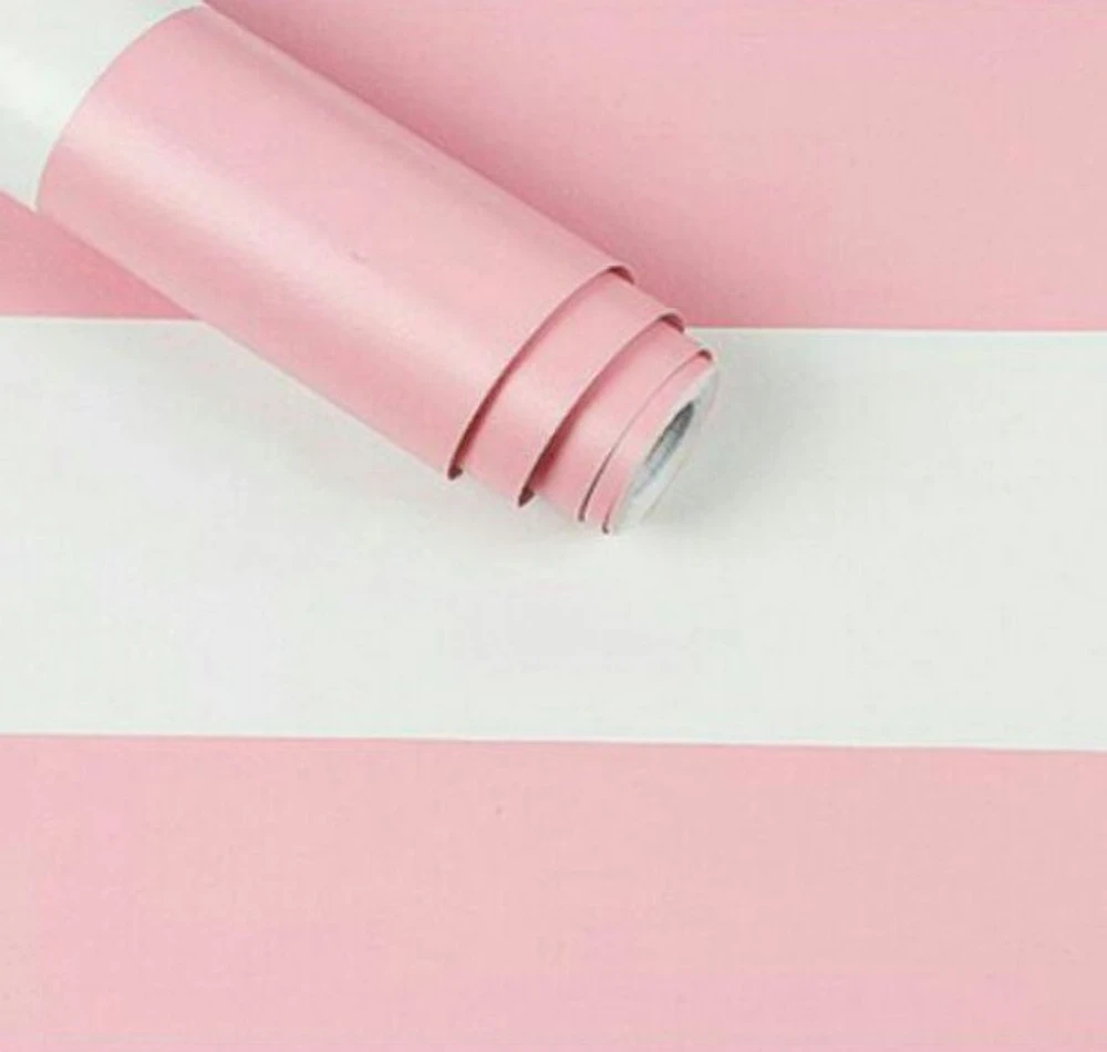 10m Giấy Dán Tường Sọc Trắng Hồng