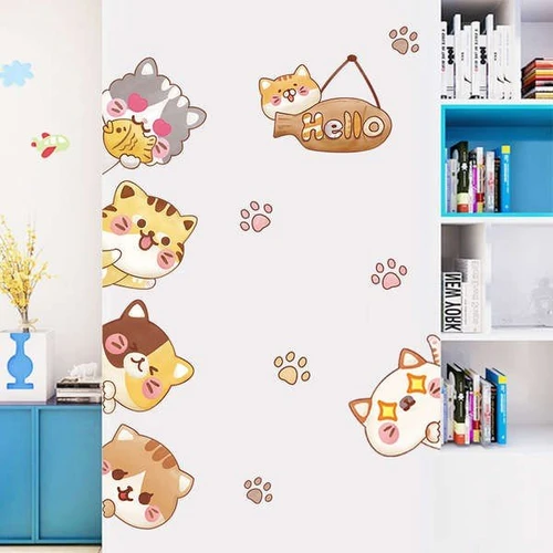 Decal dán tường những chú mèo và bảng treo