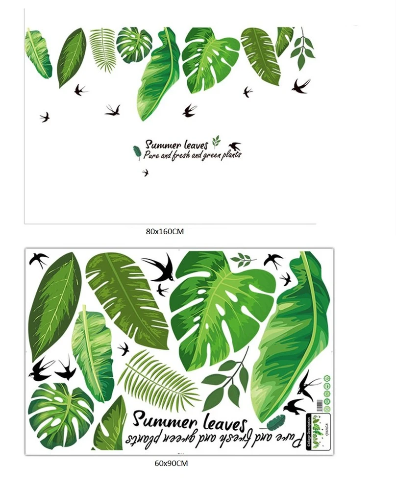 Decal dán tường lá xanh nghệ thuật 3