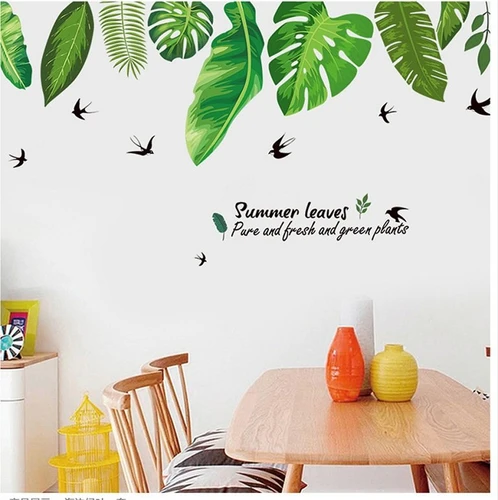 Decal dán tường lá xanh nghệ thuật 3