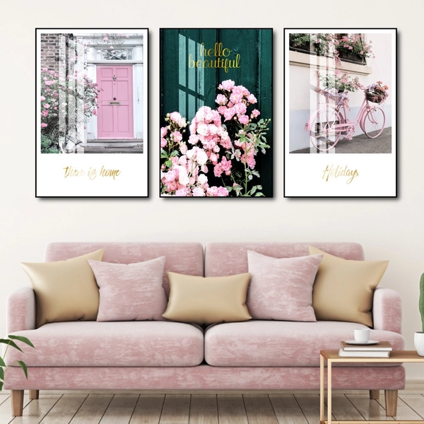 Tranh treo tường màu hồng bình yên 2