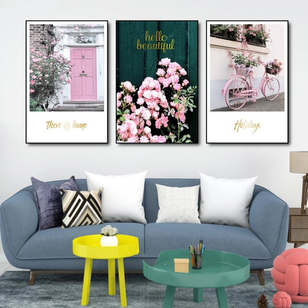 Tranh treo tường màu hồng bình yên 2