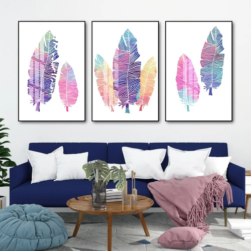 Tranh treo tường nghệ thuật lá màu sắc cách điệu
