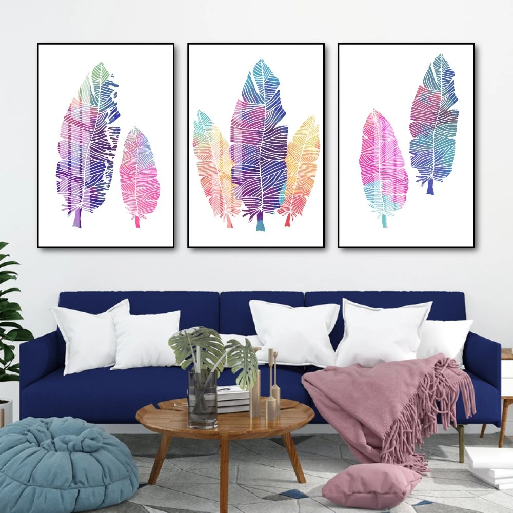 Tranh treo tường nghệ thuật lá màu sắc cách điệu