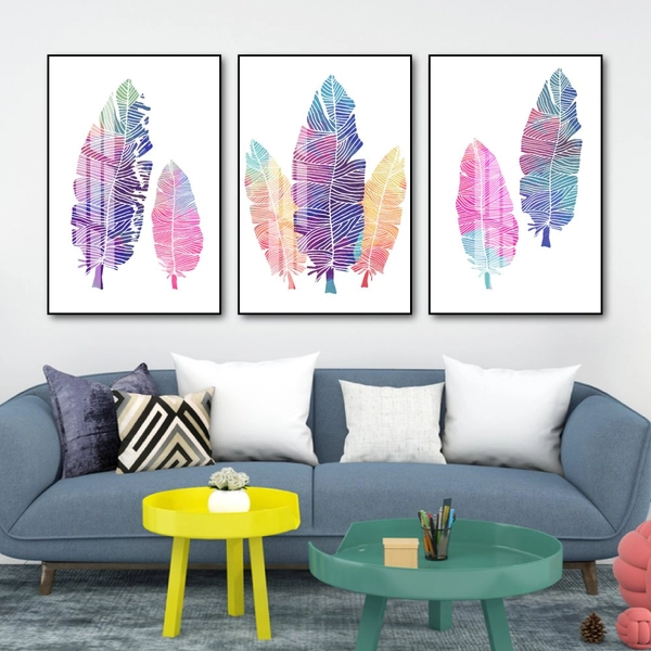 Tranh treo tường nghệ thuật lá màu sắc cách điệu