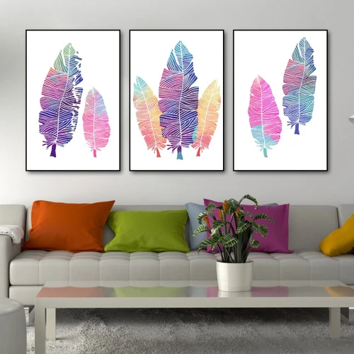 Tranh treo tường nghệ thuật lá màu sắc cách điệu