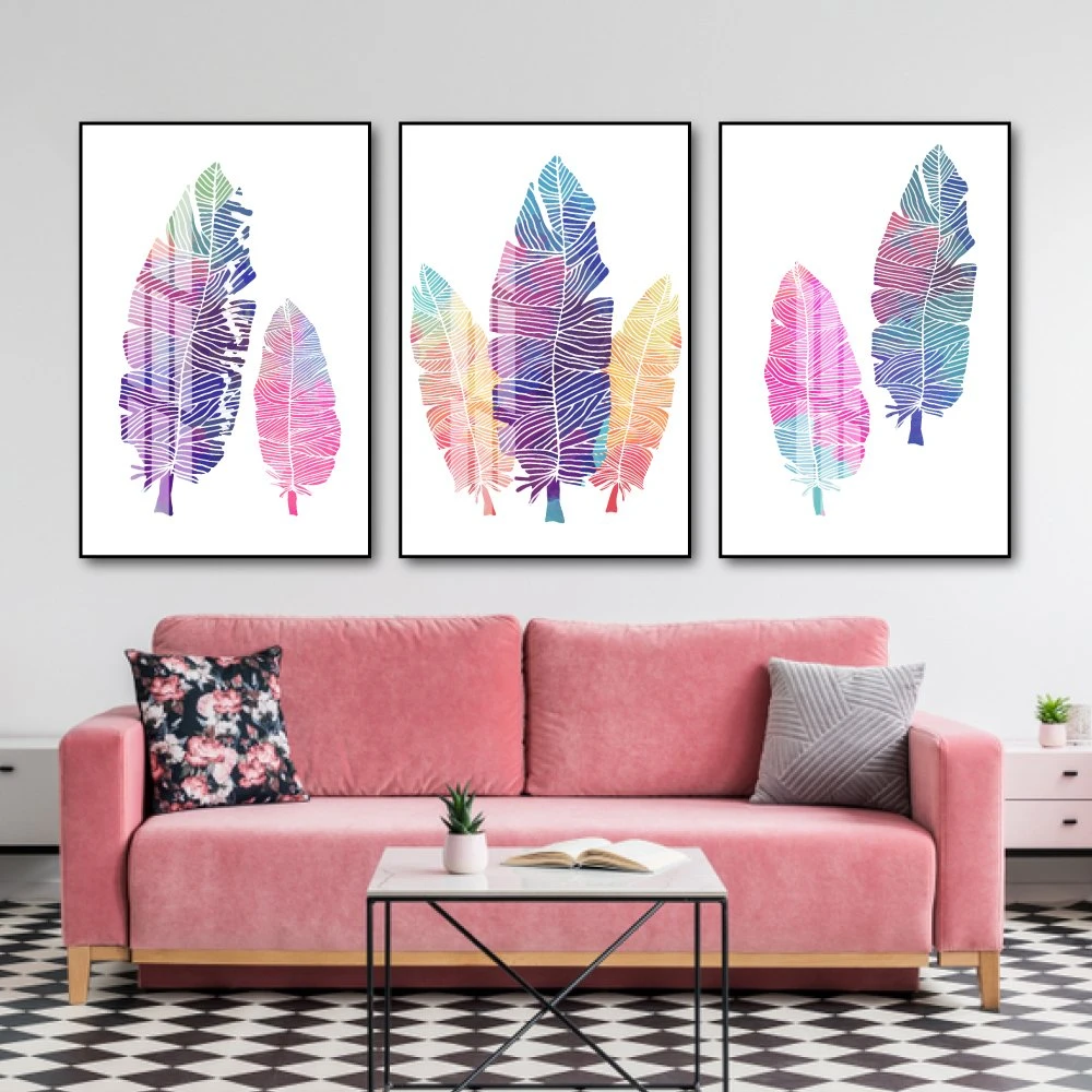 Tranh treo tường nghệ thuật lá màu sắc cách điệu