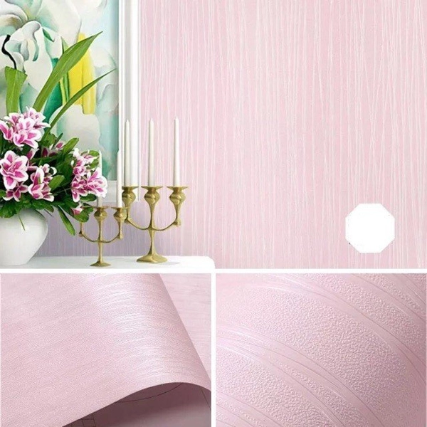 10m Giấy dán tường cuộn chỉ màu hồng khổ 0,45m
