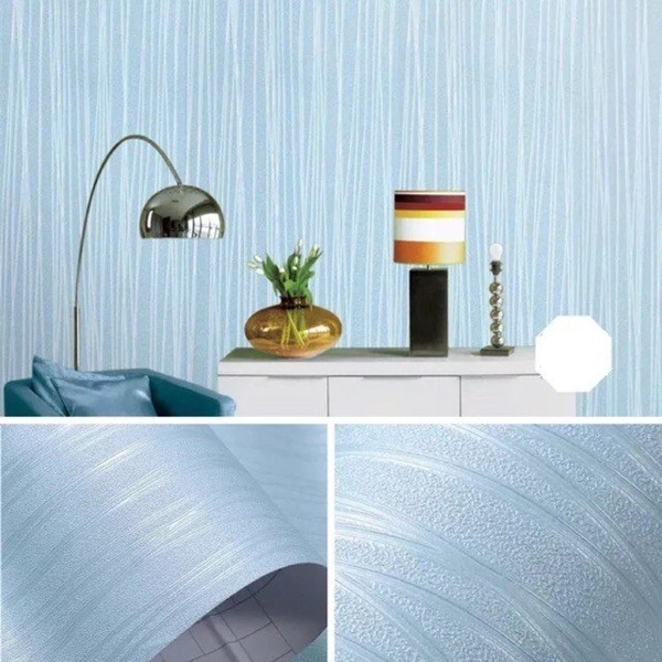 10m Giấy dán tường cuộn chỉ màu xanh khổ 0,45m