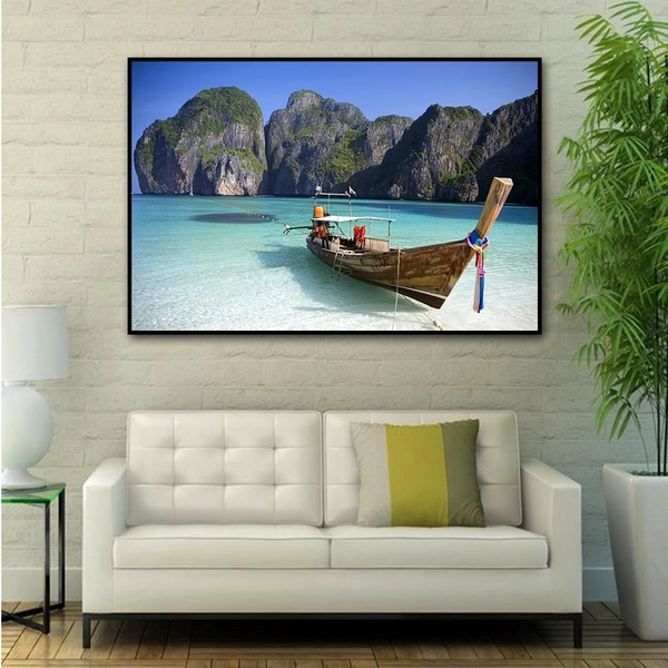 Tranh treo tường phong cảnh bến thuyền