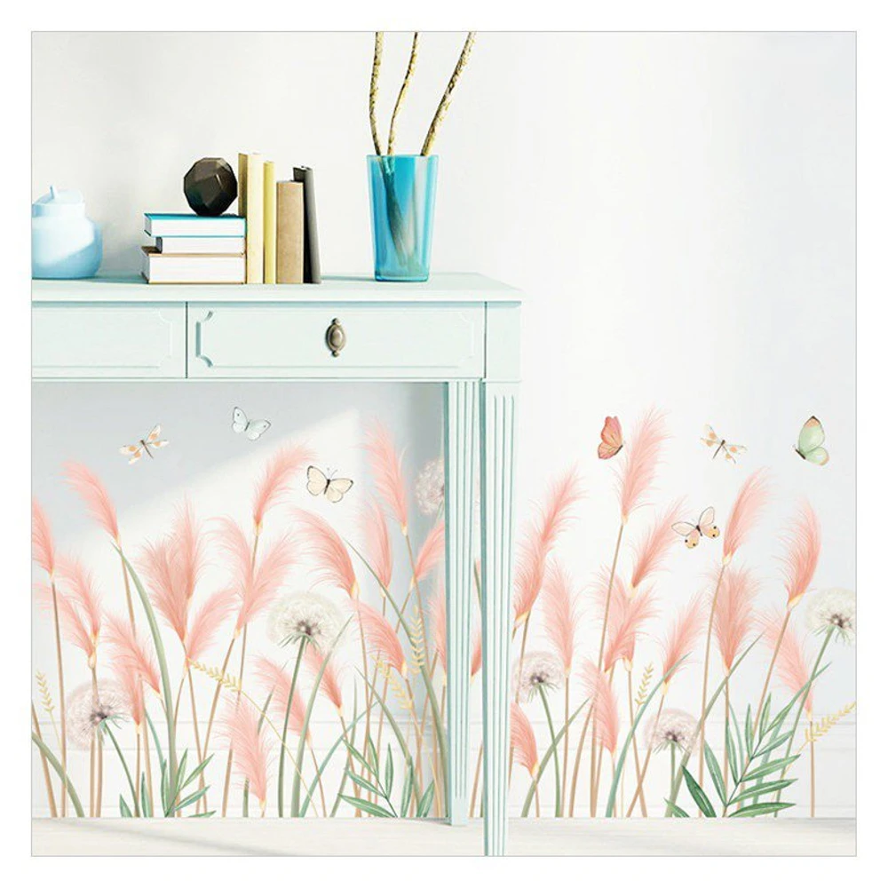 Decal dán tường cỏ hồng và bồ công anh