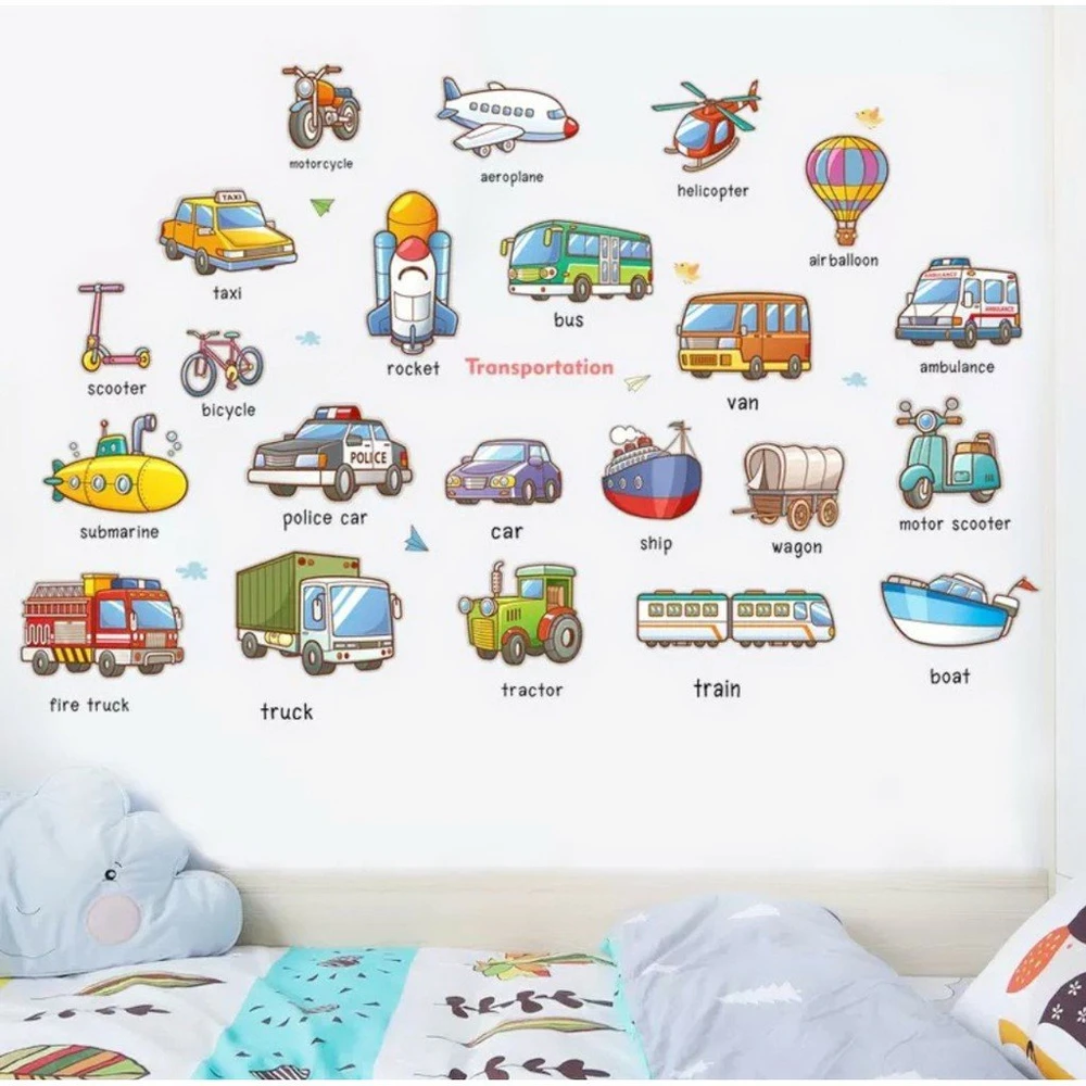 Decal dán tường phương tiện giao thông cho bé