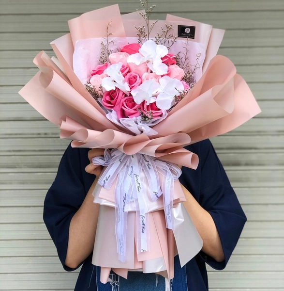 Combo bó hoa hồng sáp thơm pastel