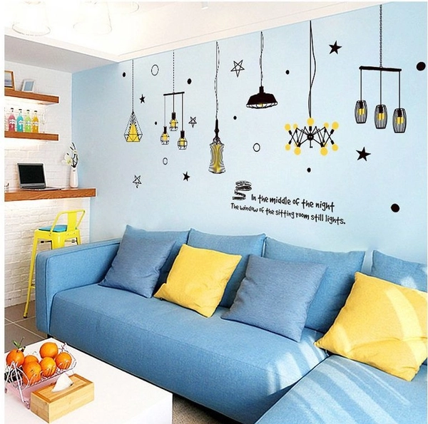 Decal chùm đèn sao vàng 2