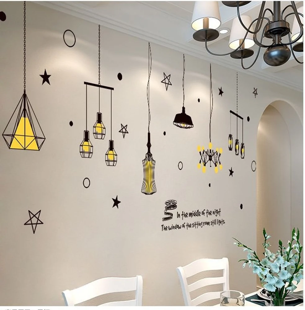 Decal chùm đèn sao vàng 2