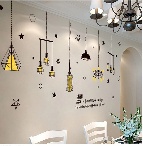 Decal chùm đèn sao vàng 2