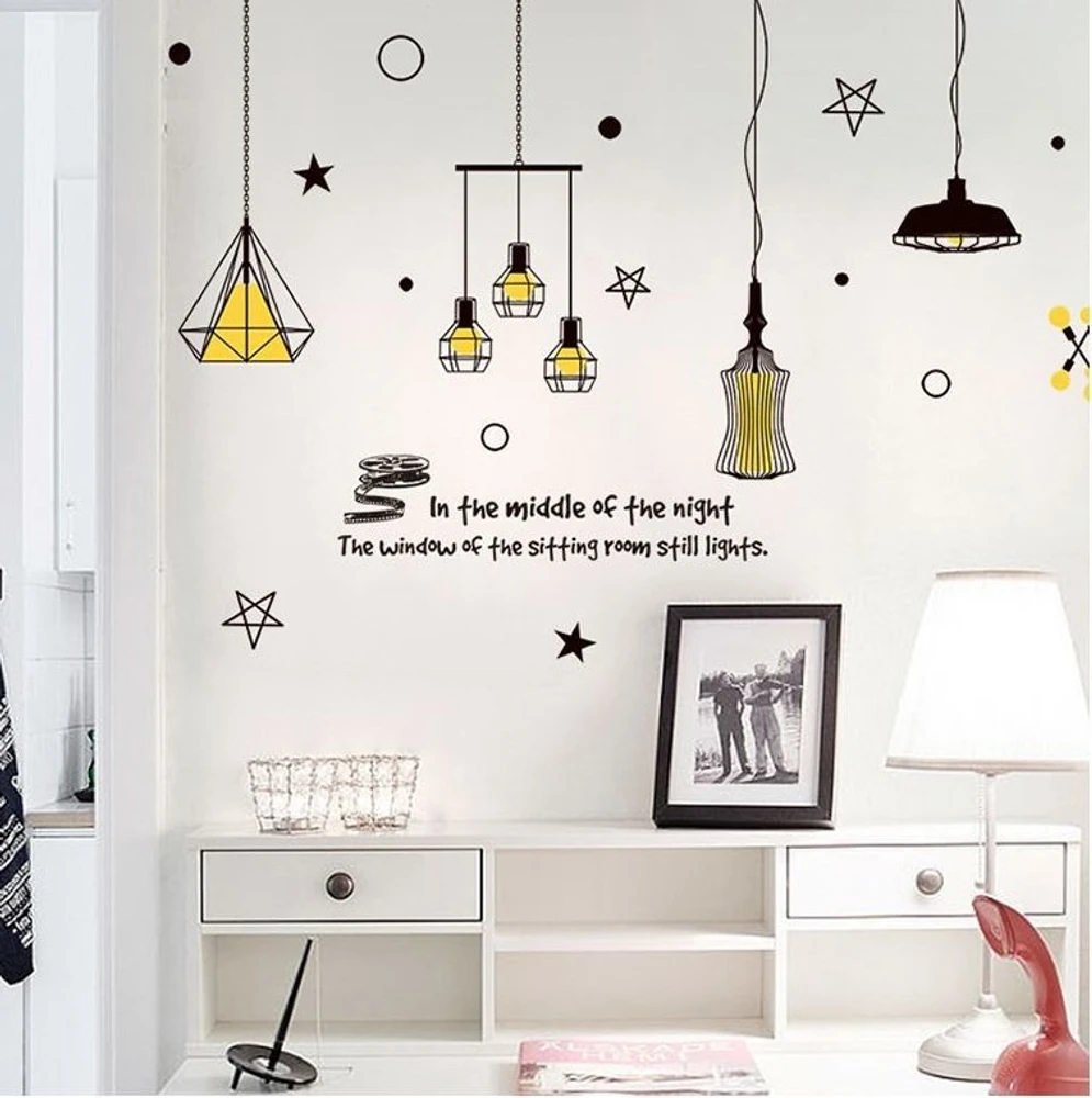 Decal chùm đèn sao vàng 2