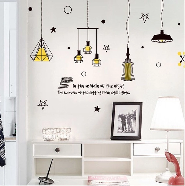 Decal chùm đèn sao vàng 2