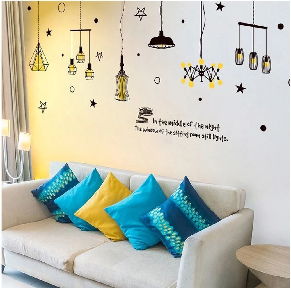 Decal chùm đèn sao vàng 2