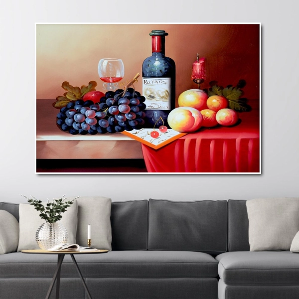 Tranh Treo Tường Rượu Và Trái Cây