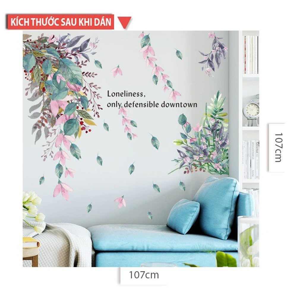 Decal dán tường giàn lá tím