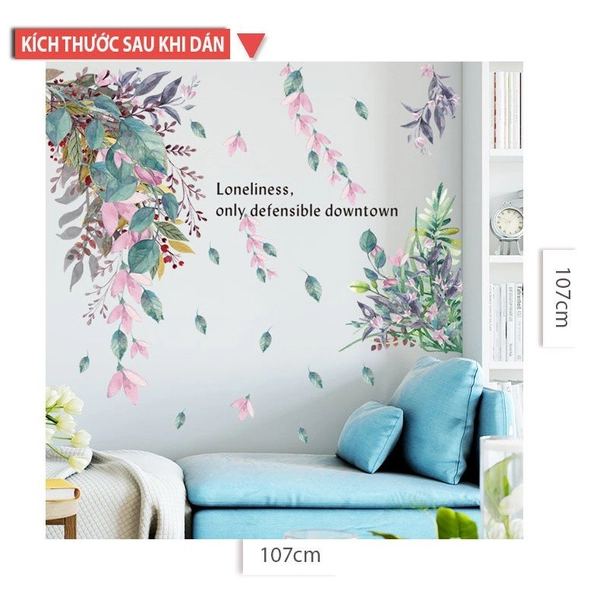 Decal dán tường giàn lá tím