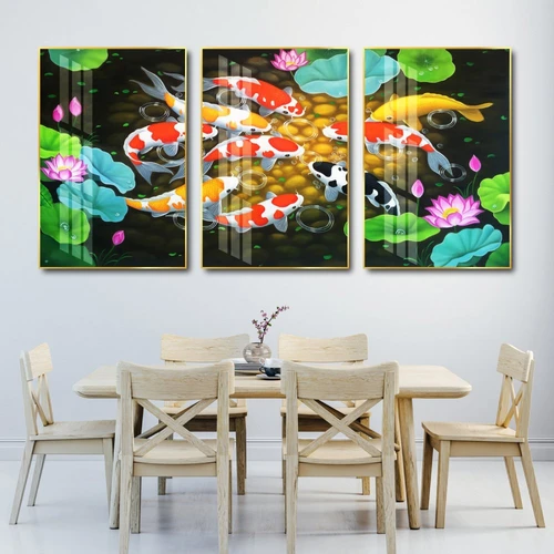 Tranh treo tường cửu ngư và sen hồng