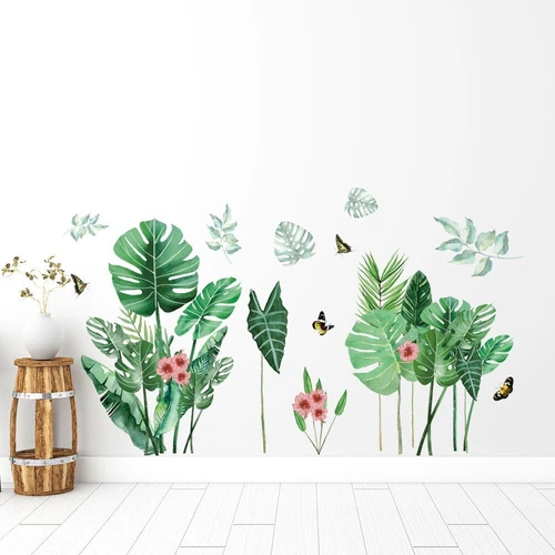 Decal dán tường bụi lá xanh