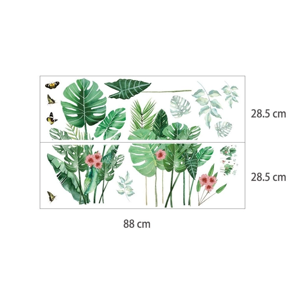 Decal dán tường bụi lá xanh