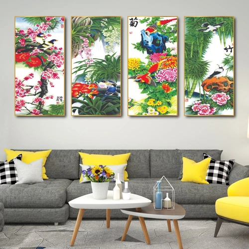 Bộ Tranh Tứ Quý Đào Cúc Trúc Lan 4